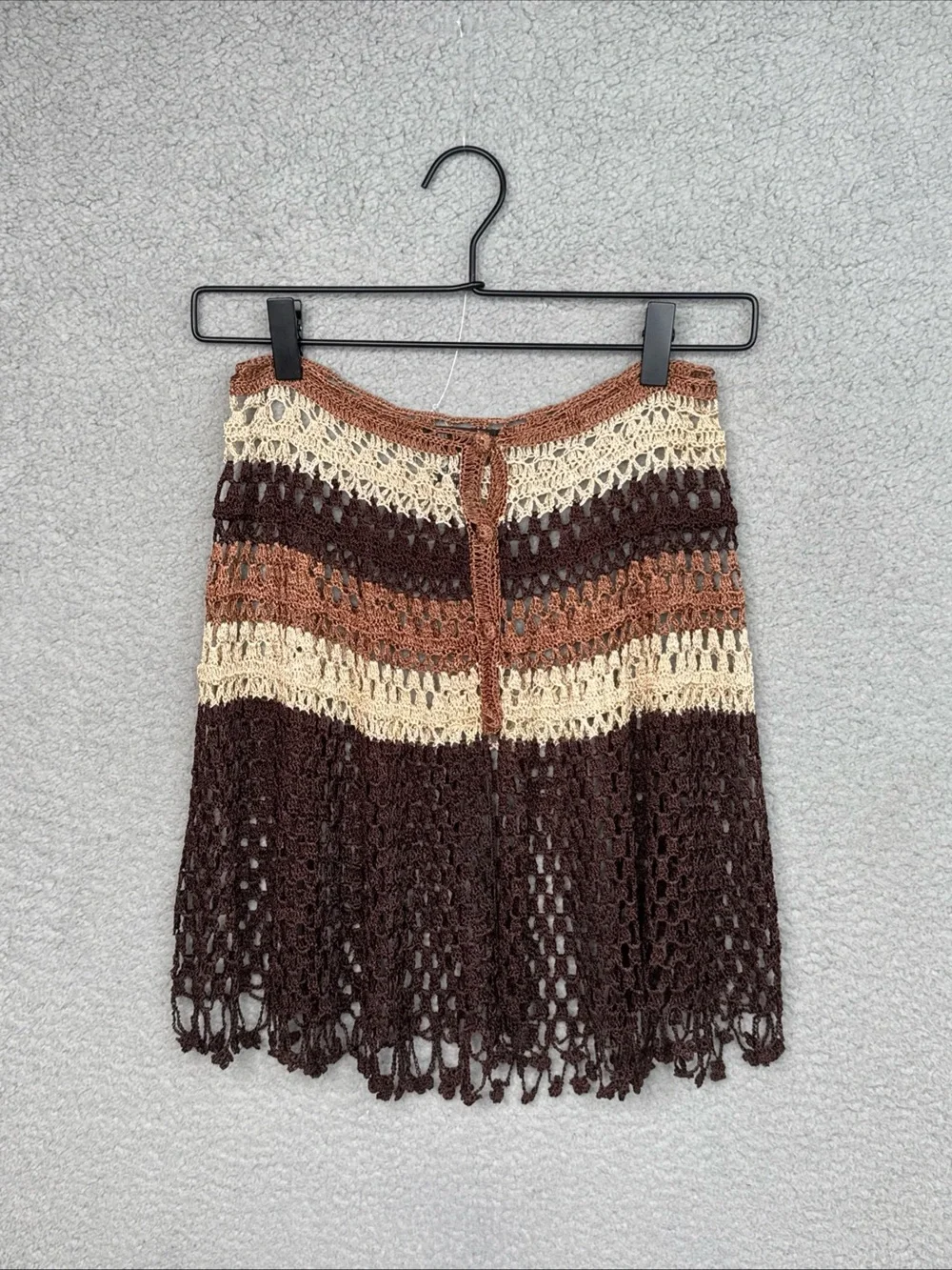 Cool Attitude Boho-Style Striped Crochet Mini Skirt/Swimsuit Cover Up OS /XS